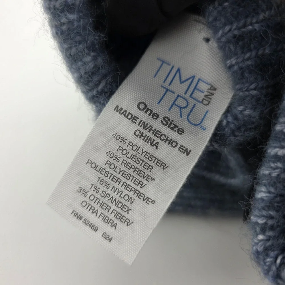 Time and Tru Striped Touchscreen Gloves Blue Winter Accessory‎
